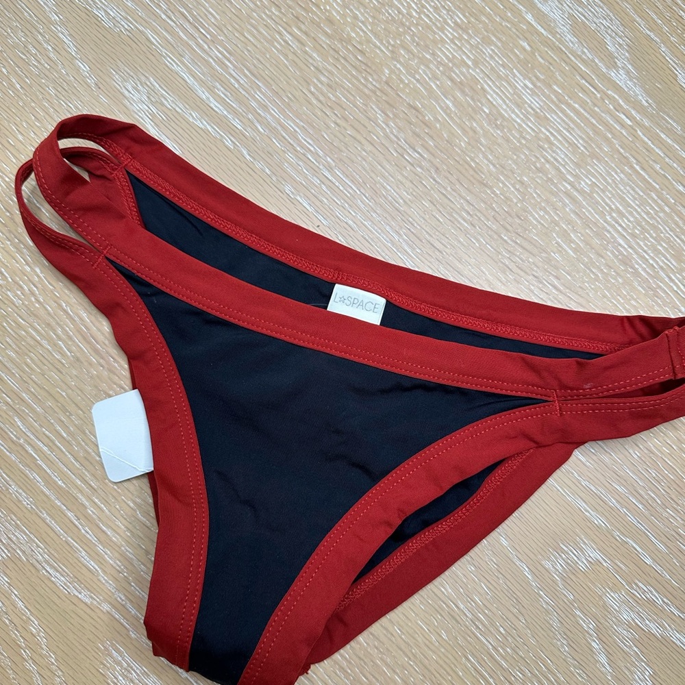 NWT LSPACE Red and Black Bikini Bottom